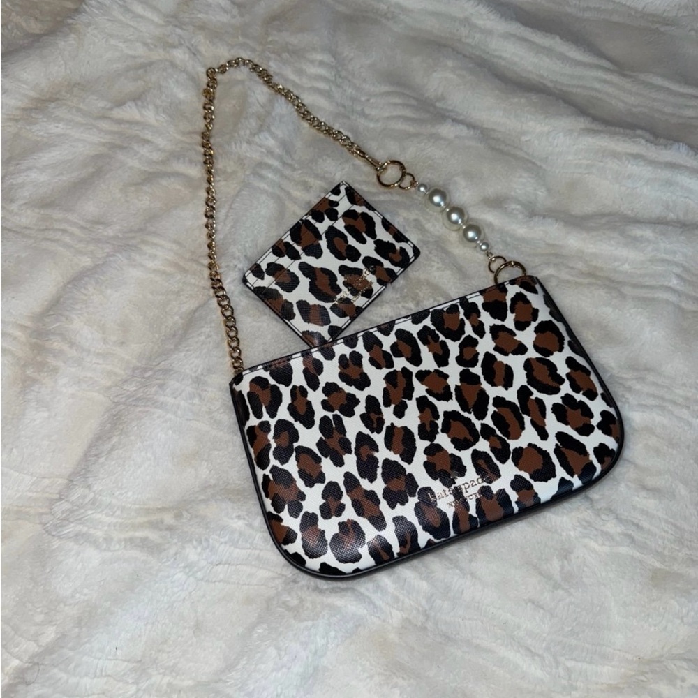 Kate Spade cheetah Shoulder Bag with Chain Strap & wallet